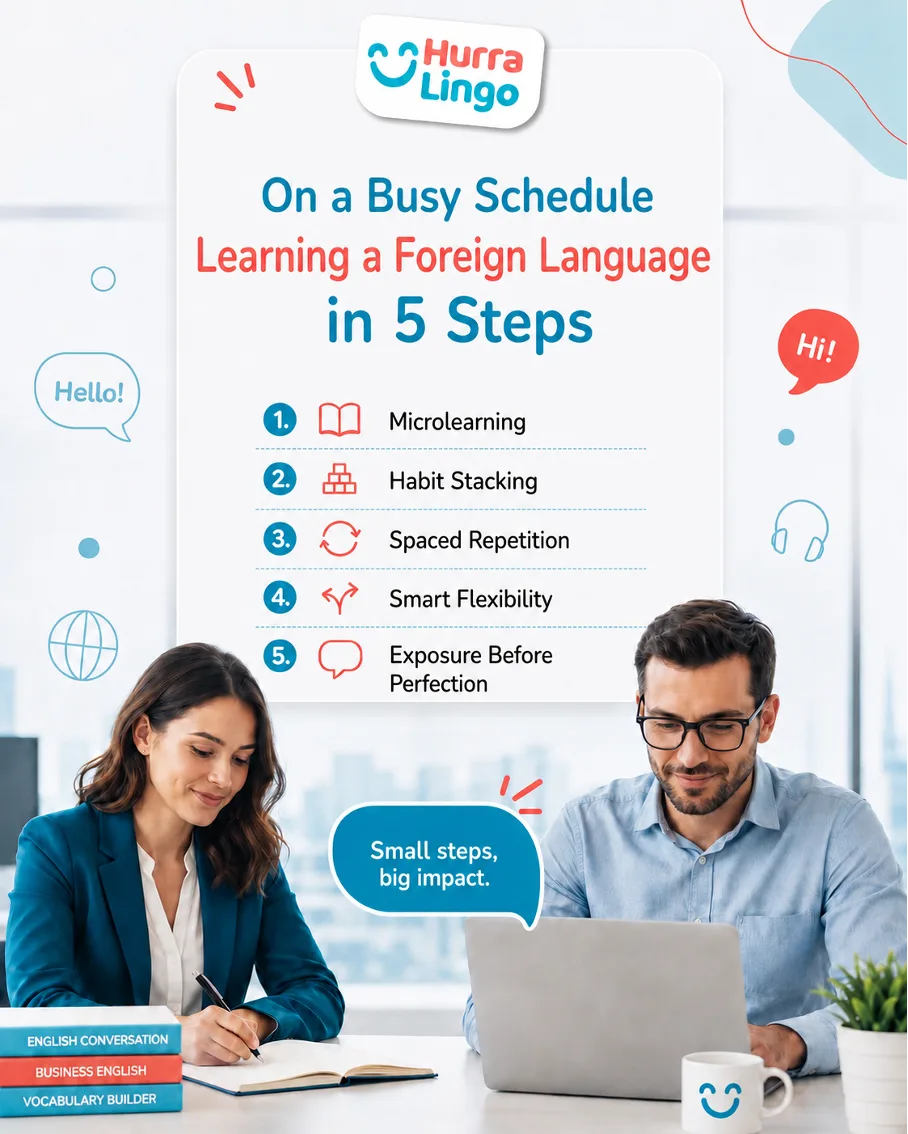 Online Language Course: 5 Steps to Learning a Foreign Language in a Busy Schedule